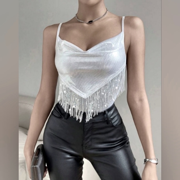 Shein Bae Tops - Women's Diamond Decorated Spaghetti Strap Tank Top